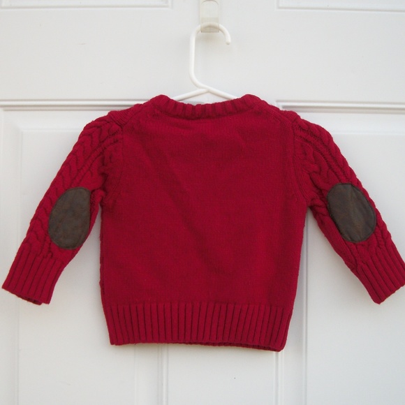 Baby Gap Red Cable Knit Sweater Red V Neck 3-6 mos - Picture 6 of 7
